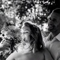 Romantic black-and-white elopement shot