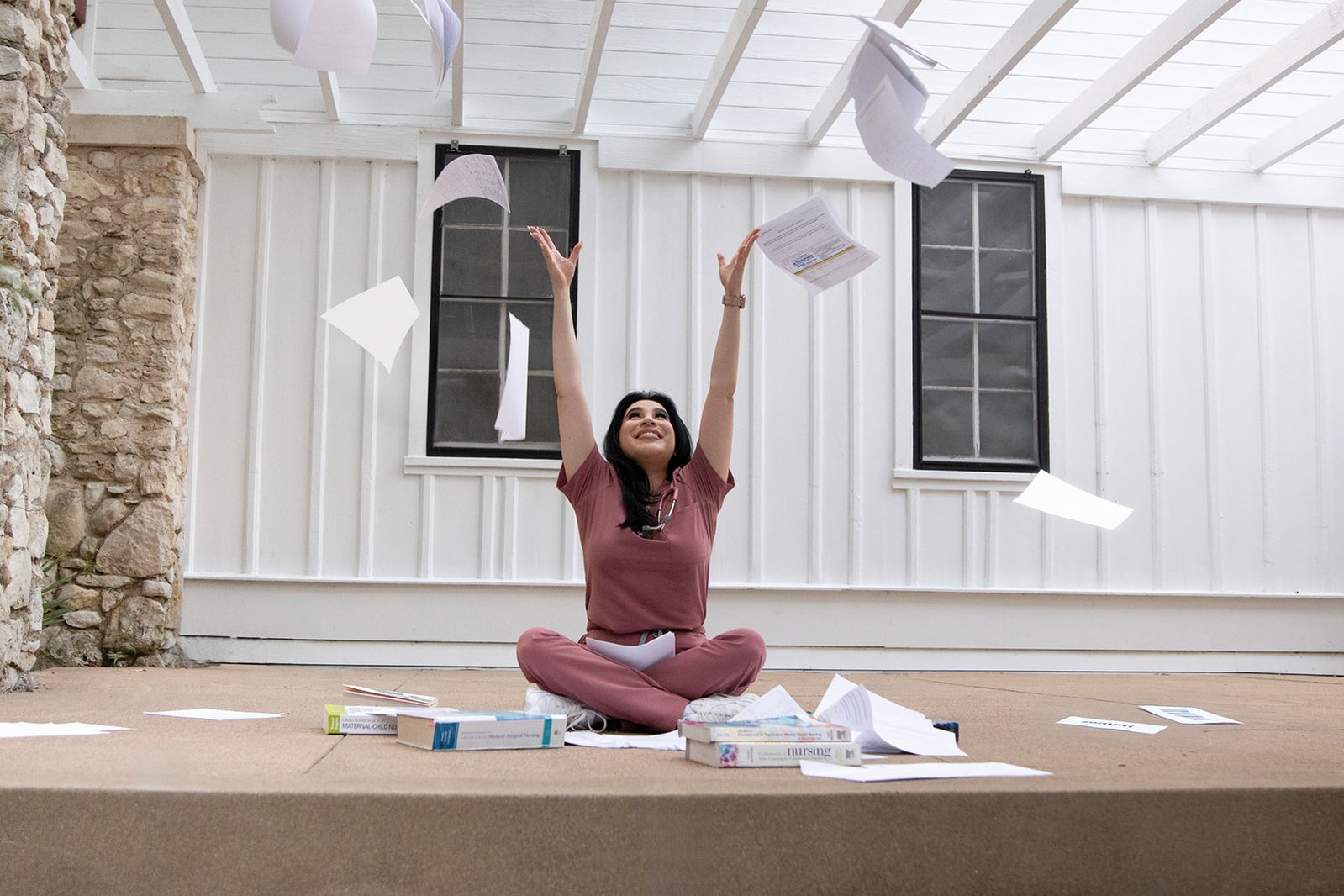 Tossing the papers in celebration