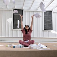 Tossing the papers in celebration
