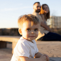 Golden hour toddler portrait outdoors