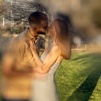 Emotional maternity moment in the park