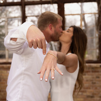 Fun and playful engagement session indoors