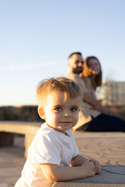 Golden hour toddler portrait outdoors