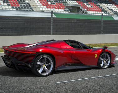 Ferrari Daytona SP3 Red exterior paint on a race track set for launch