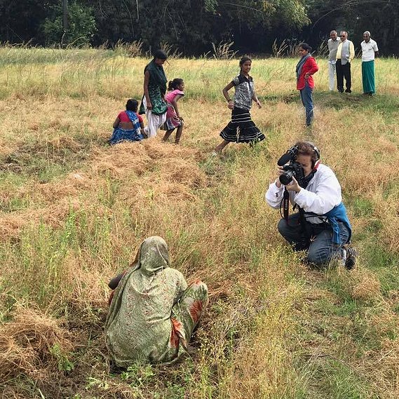 Melissa Cooperman filming and photographing on location in Bihar, India to support the promotion of a book about Pulses (legumes) and the work of the international organization.