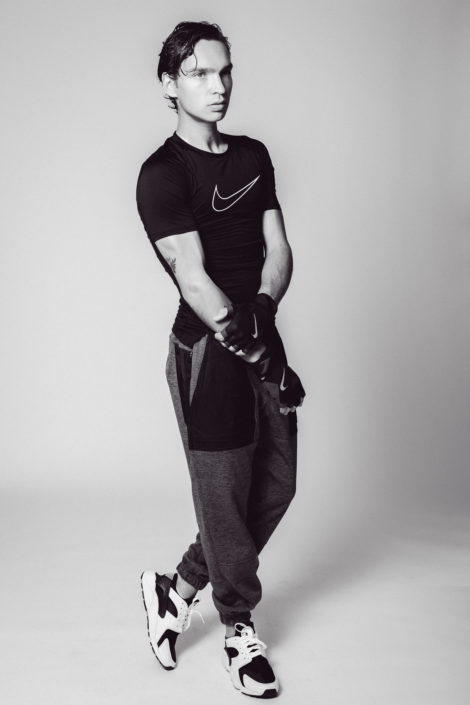 Male model wearing nike in editorial fashion photography dallas