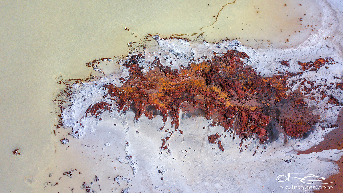 Aerial abstract of a salt lake, textures