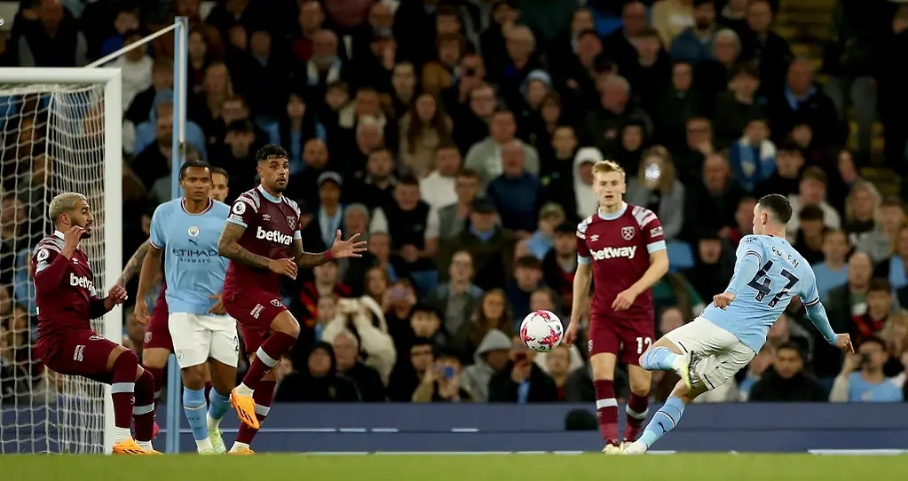 Foden's sweet volley against West Ham ensures City's victory and another three points for the surging defending champions. 