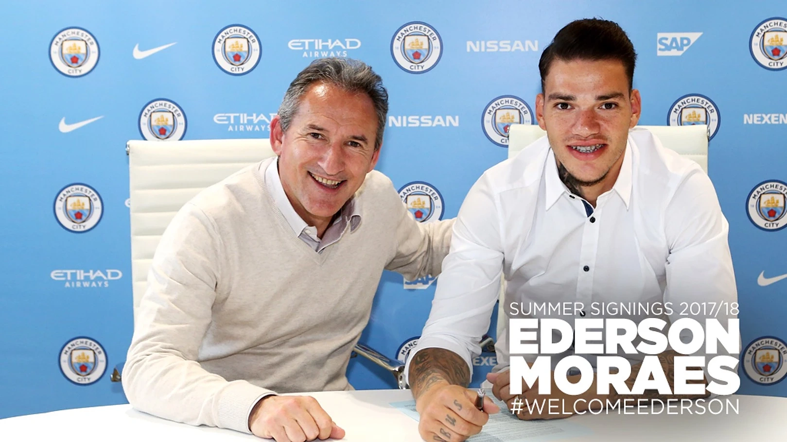 Brazilian GK, Ederson Moraes, signs for Manchester City from Benfica. 