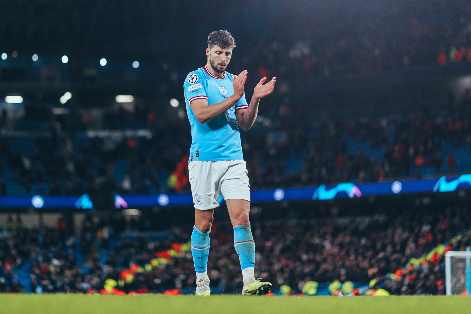 Rúben Dias claps for the fans as City demolish Bayern Munich at home, 3-0. 