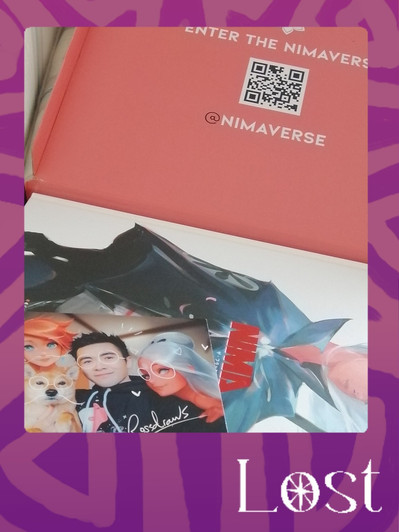 Gallery Image: Text reads: LOST. On a purple border around an image of a hard-book-cover along with a pile of pictures of anime cartoons.