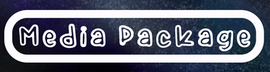 Heading Text Reads: Media Package (in white drawn font) the text is encircled by a white oval on a blue-black spotted backdrop. 