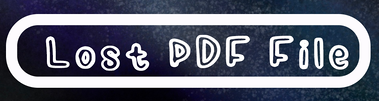 Heading Text Reads: Lost PDF File (in white drawn font) the text is encircled by a white oval on a blue-black spotted backdrop. 