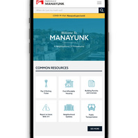 Mockup of Manayunk's landing page on mobile