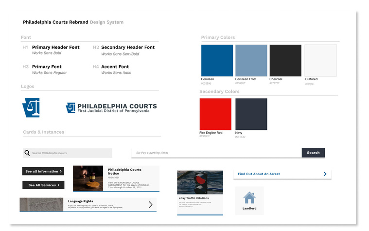 Design system of logos, fonts, colors 
