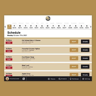 Schedule of live classes on Stoven
