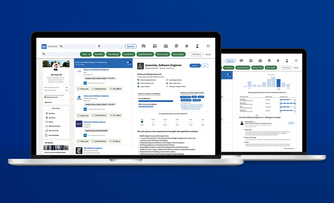 Laptop mockup of LinkedIn Embark