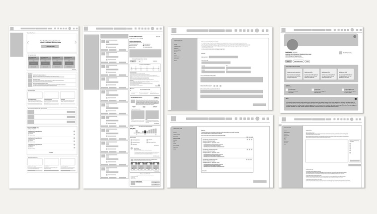 Wireframes for LinkedIn Embark