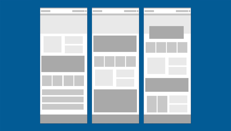 Grey boxes showing idea of website content 