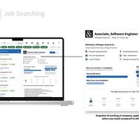 Laptop Mockup with Linkedin Embark displayed. Features are pulled out and highlighted in a larger format