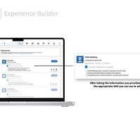 Laptop Mockup with Linkedin Embark displayed. Features are pulled out and highlighted in a larger format