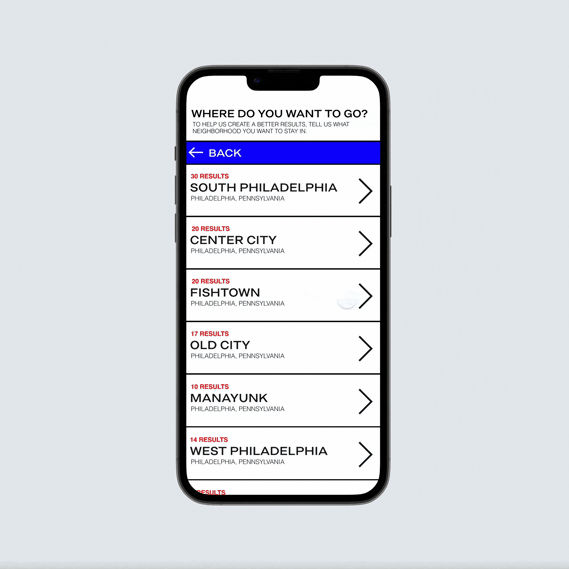 GIF walking through locals only app screens