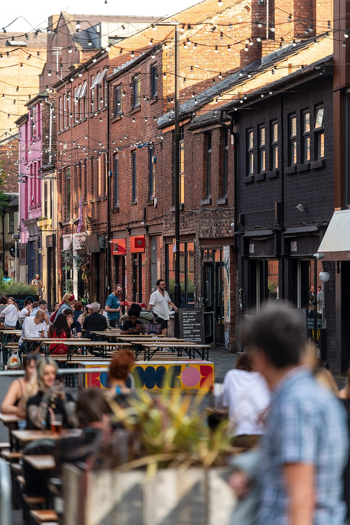 Placemaking architecture photography capturing nearby lifestyle and footfall. Manchester northern quarter
