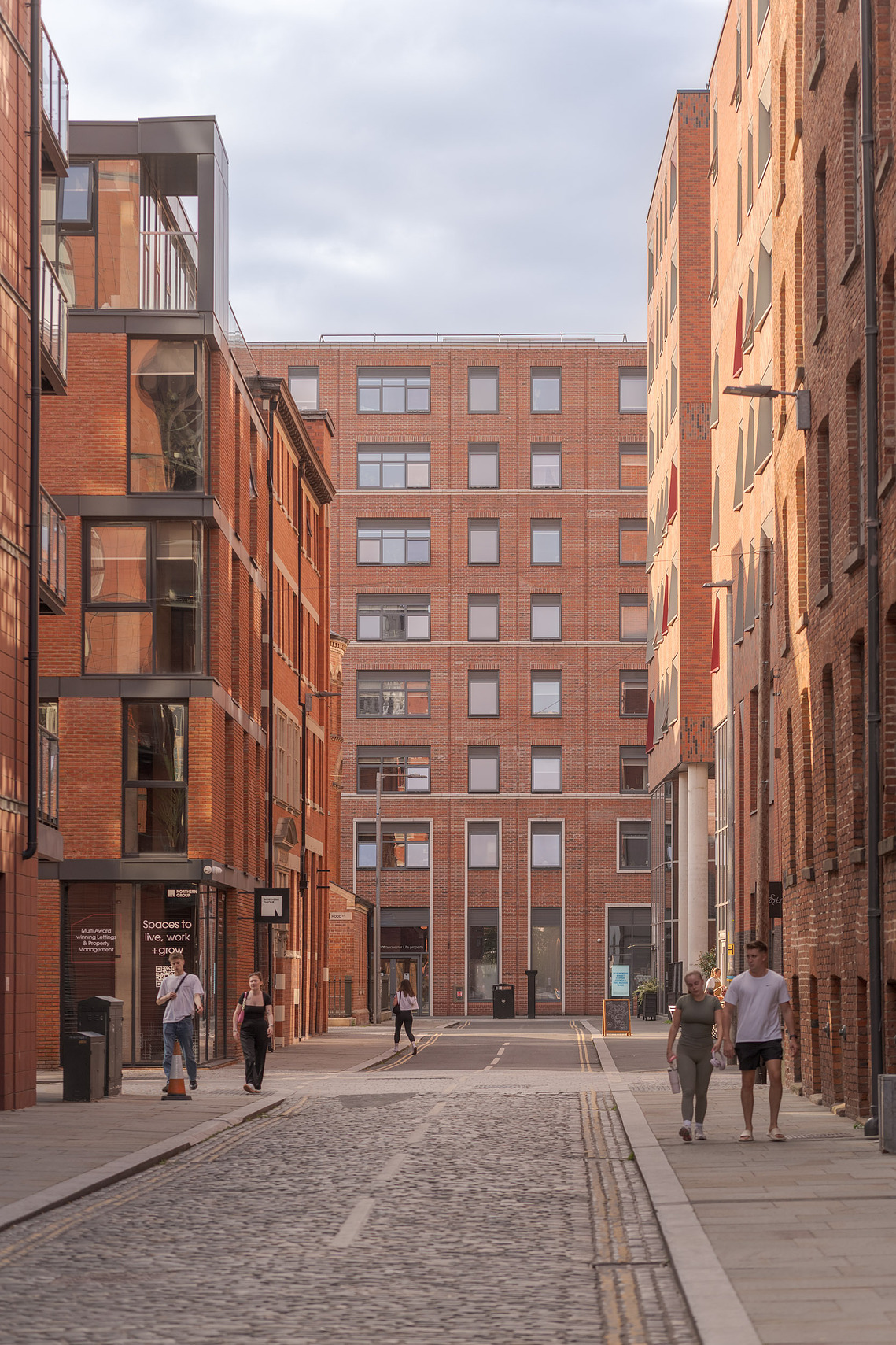 authentic lifestyle photography Ancoats Manchester, evening light, shadows