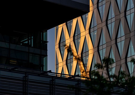 Location abstract architecture and urban lifestyle photography case study cover showing abstract shot of manchester building with dramatic lighting