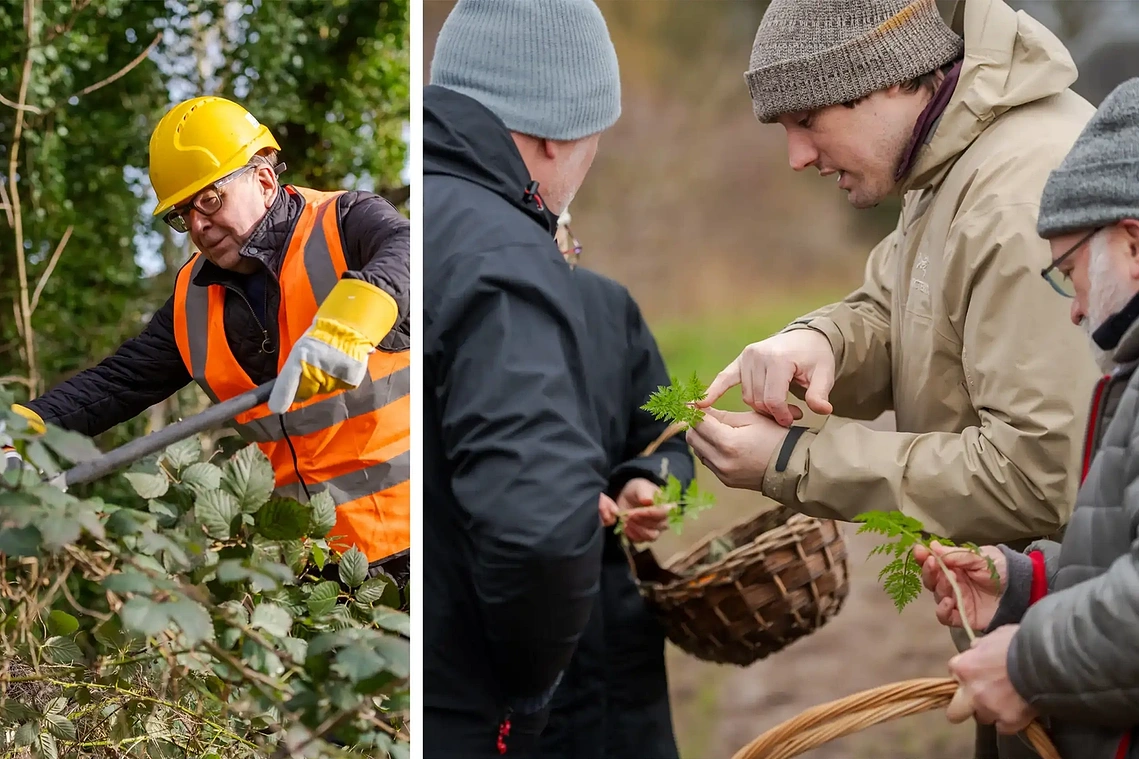 Destination marketing photography highlighting a vibrant cultural hub in the Trafford borough, capturing events and workshops like foraging.