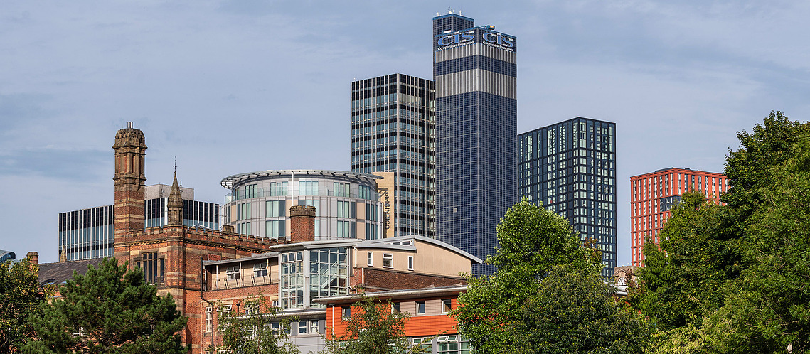 Placemaking architecture photography showing the CIS Building amongst other Manchester skyline buildings
