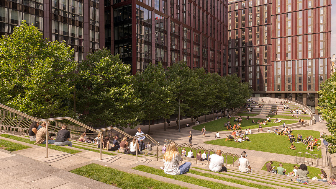 circle square, public realm, commercial lifestyle, architectural lifestyle photography Manchester
