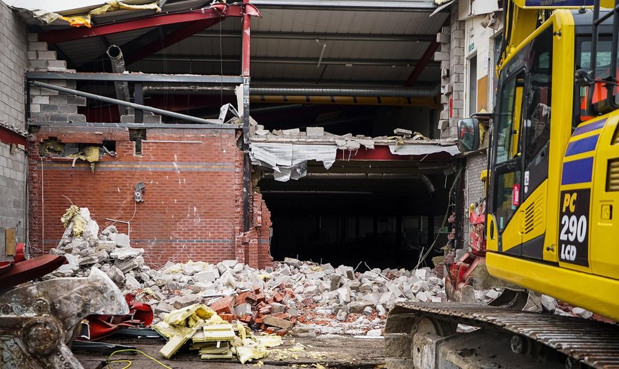 construction site, shopping centre, demolition and rubble, 