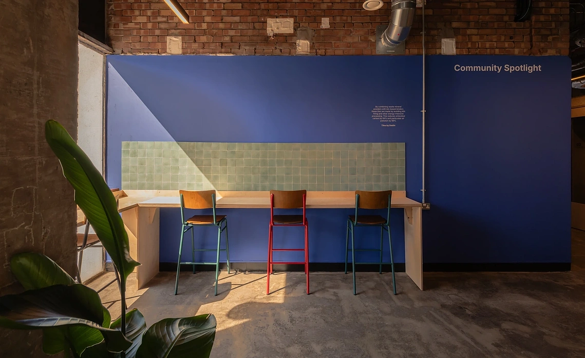 Commercial lifestyle photography of U-Build modular office furniture and collaboration spaces in Renold Building in Manchester