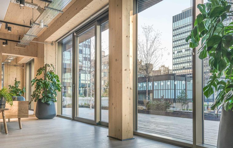interior photography, inside wooden. building, view through glazing