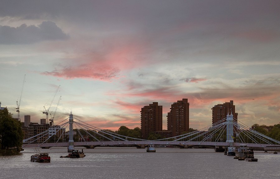 london cityscape at dusk, river thames