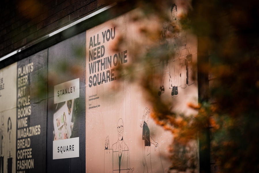 Placemaking and lifestyle photography,
Leisure and hospitality destination,
posters with blurred leaves in foreground 
