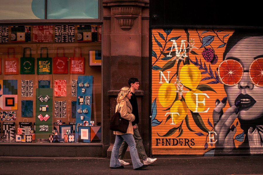 placemaking photography. manchester. norther quarter. architecture. graffiti. street art. people walking