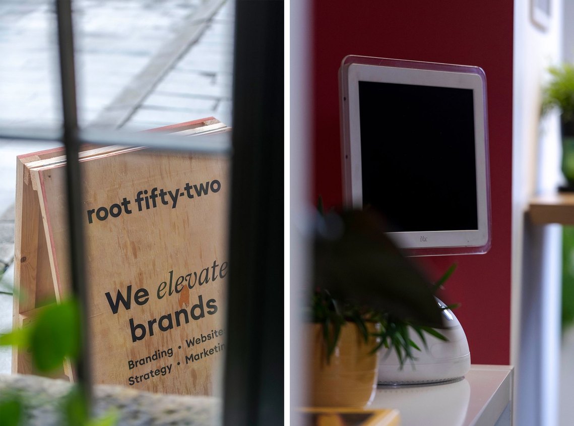 commercial lifestyle and office lifestyle, workplace, detail shots showing signage and decorative items