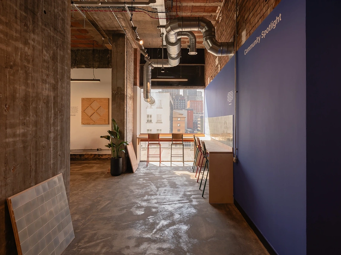 Commercial interiors photography showing U-Build modular office furniture and collaboration spaces at Sustainable Ventures