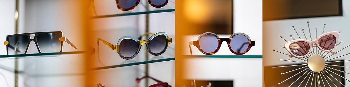 selection of the premium glasses frames on display in opticians