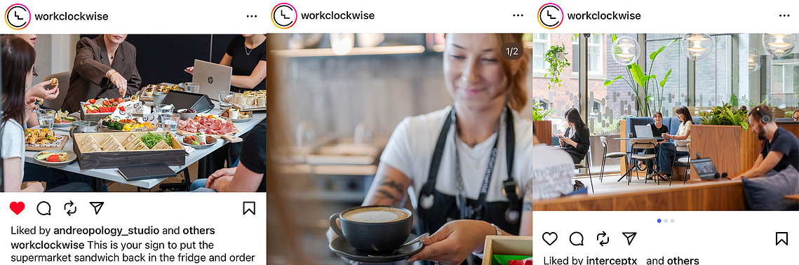 Screengrabs of commercial lifestyle shots in use on client Instagram