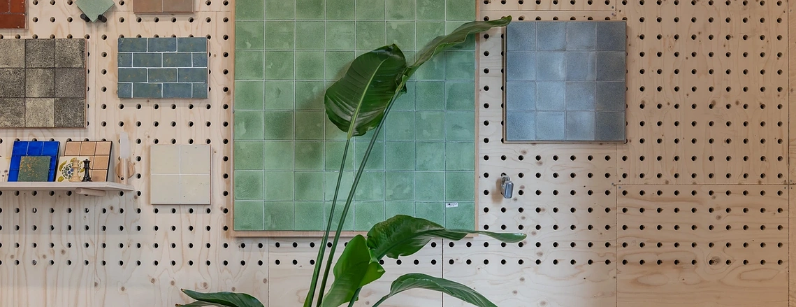 Commercial fit out photography shows U-Build modular system and Dekiln tiles on display
