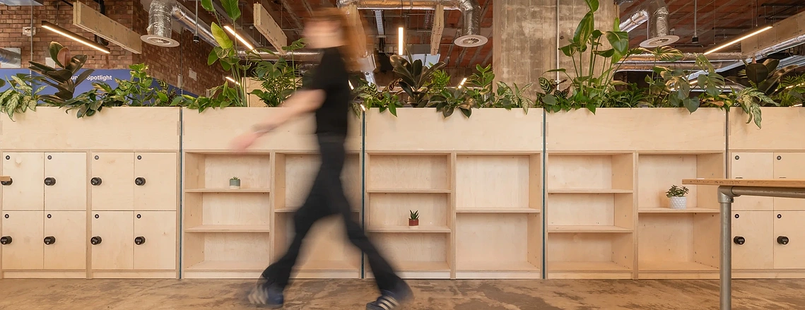 Commercial lifestyle photography showing U-Build modular office furniture and how people interact. 