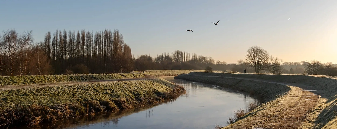 Location photography capturing a landscape with a river in a Trafford borough  for a civic marketing campaign.
