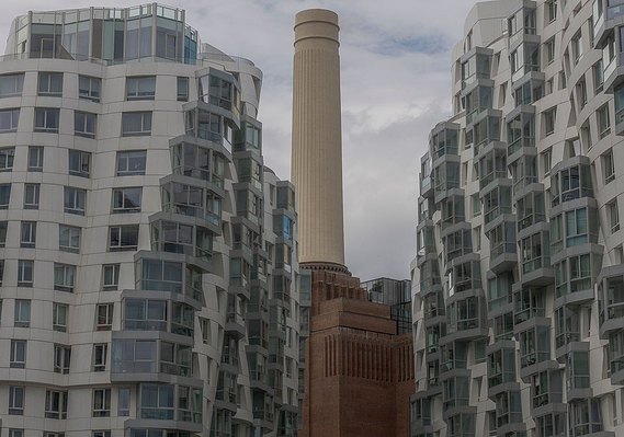 Case study photography cover for PLACEMAKING AND LIFESTYLE PHOTOGRAPHY OF VIBRANT LONDON DISTRICT - showing cropped shot of Battersea Power Station
