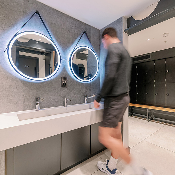 End of trip cycle storage and changing facilities at 3 Hardman Street Manchester
