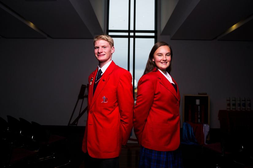 Damon Van Putten, and Madison Greenwood at St John Paul II College Canberra. Photo: Dion Georgopoulos