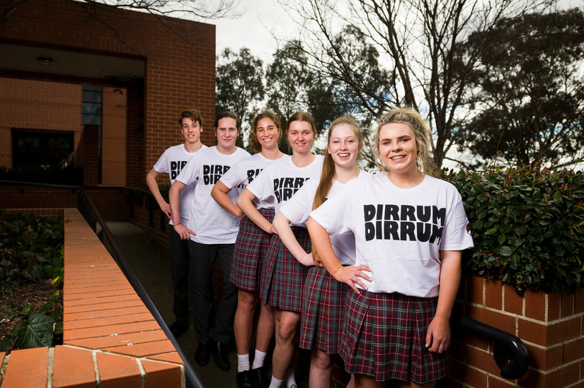 Dirrum Dirrum Festival organisers (Front to Back) Isla Baird, Niamh Martin, Lydia Murray, Annie Creer Oliver Golding and Hugo Webster at Radford College. Photo: Dion Georgopoulos