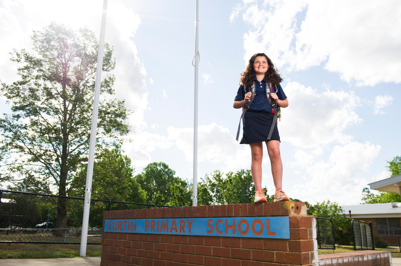 Tiarni Mara has now graduated from Curtin Primary School and will be heading into highschool next year. Picture: Dion Georgopoulos